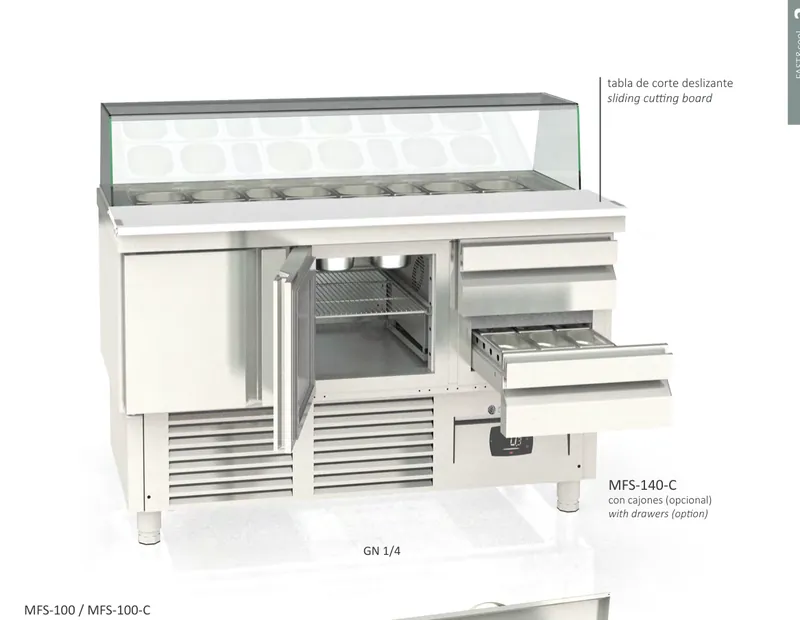 Mesa fría SALADETTE GN1/1 encimera abierta Coreco MFS-140 - Saladettes