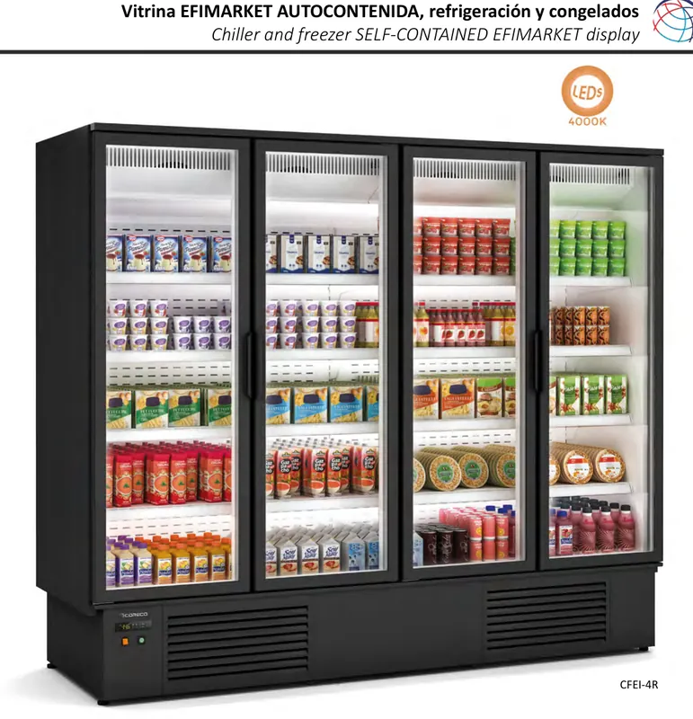 Vitrina EFIMARKET AUTOCONTENIDA, refrigeración y congelados Coreco CEFI-2R-LV - Vitrinas de refrigeración