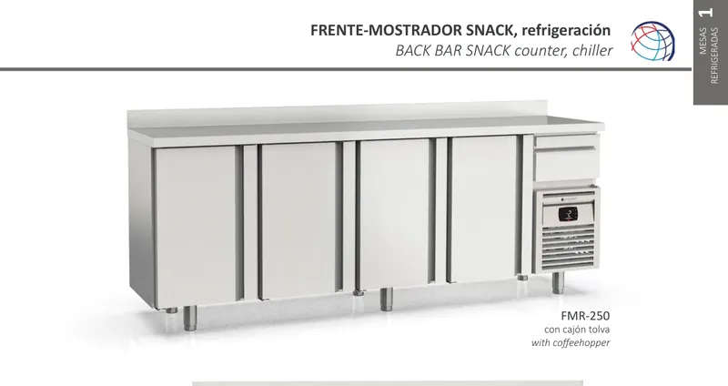 Frente-mostrador snack, refrigeración Coreco FMR-200 - Vitrinas de refrigeración