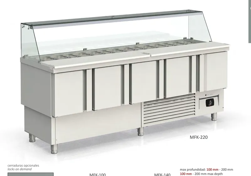 Mesa fría GN 1/1 compacta kebab Coreco MFK-100 - Mesas frías