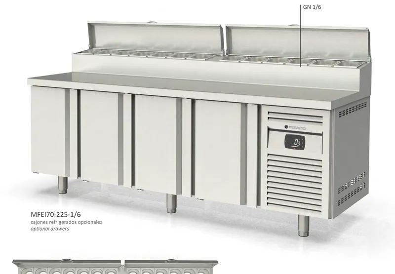 Mesa fría salad-cheff 1/6 Coreco MFEI70-180-1/6 - Mesas frías