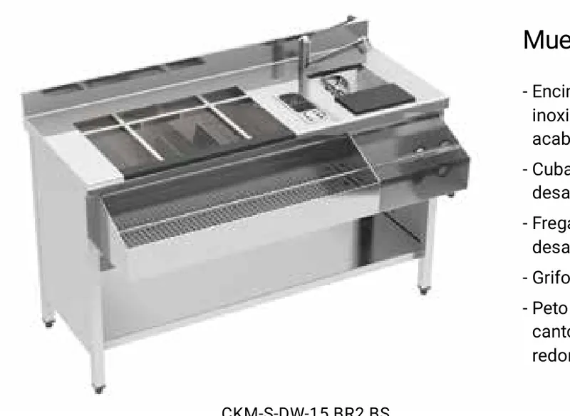 Fagor Professional Mueble con cuba de hielos y fregadero CKRF-S-DW-15 BR2 BS - Muebles de bar