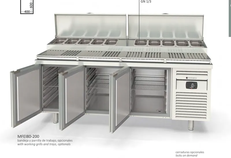 Mesa fría big salad-pizza cheff gama 80 Coreco MFEI80-150 - Mesas frías de pizza