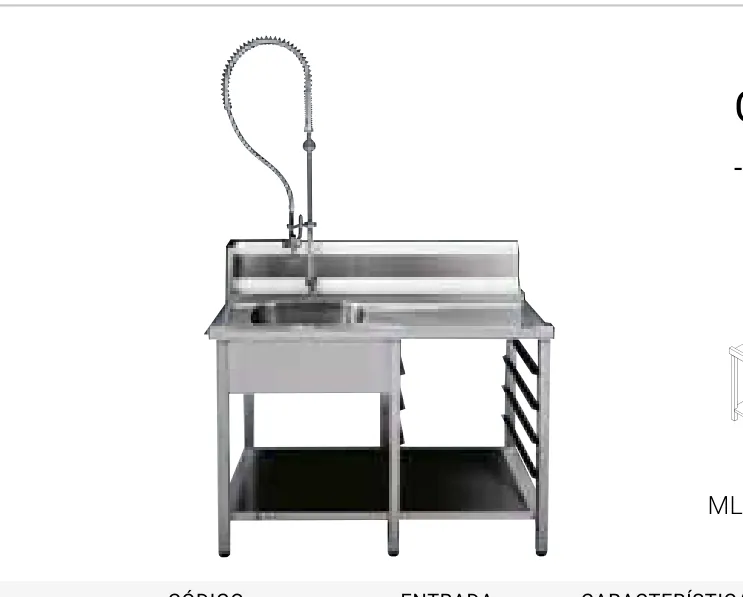 Fagor Professional Mesa de prelavado para lavavajillas de arrastre MLB-1200 ECO/LM-L - Mesas y módulos de lavado