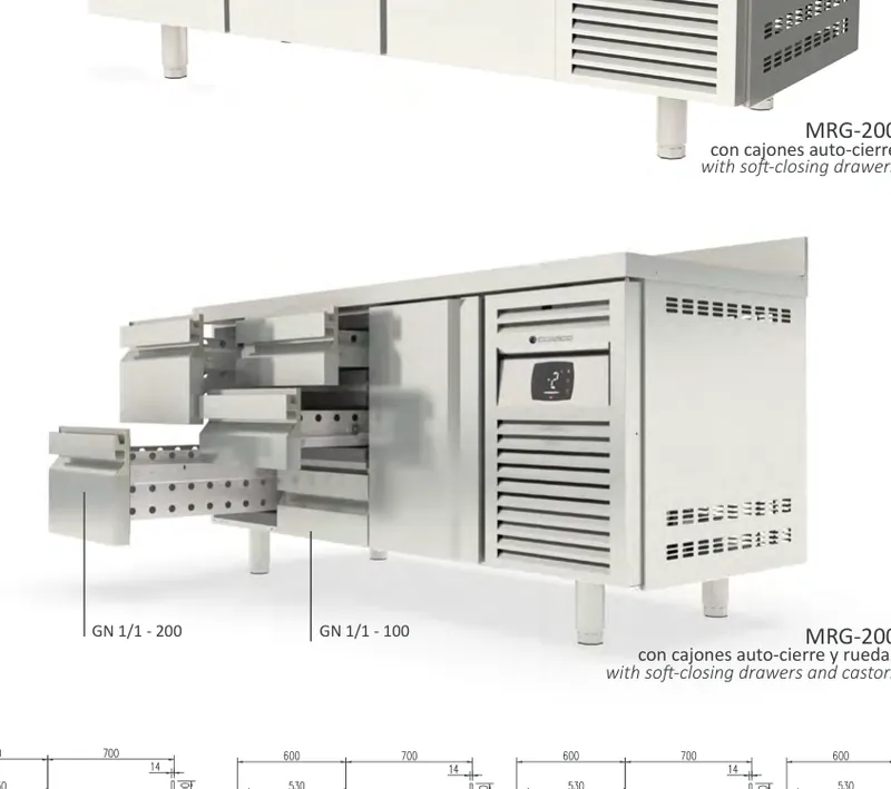 Mesa fría GN 1/1, refrigeración y congelados Coreco MCG-150 - Mesas frías