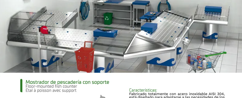 Fricosmos Mostrador de pescadería con soporte ref. 074445 - Muebles de bar