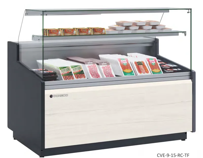 Vitrina expositora modular serie 9 DELICATESSEN con reserva Coreco CVE-9-10-RCB-TF - Vitrinas de refrigeración
