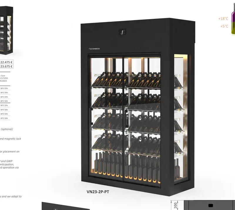 Vinoteca LUX Coreco VN23-2P-PT - Armarios de vinos