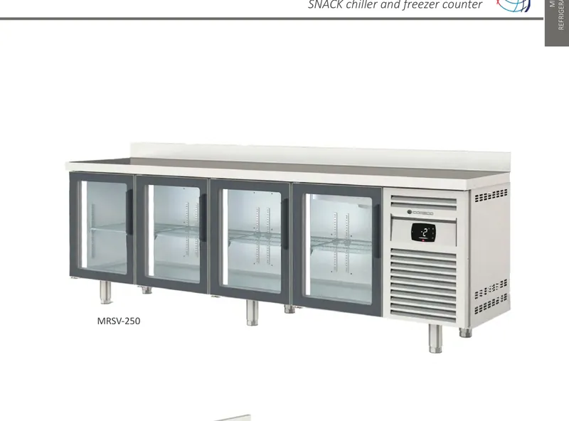Mesa fría SNACK, refrigeración y congelados Coreco MCSV-150 - Vitrinas de refrigeración