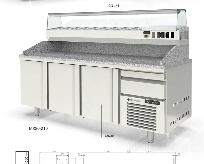 Mesa fría PIZZA cajón neutro Coreco MR80-160 - Mesas frías de pizza