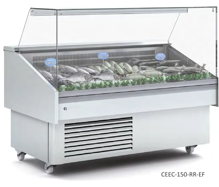 Vitrina carro refrigerada especial pescado o marisco Coreco CEEC-100-EF-CC - Vitrinas de refrigeración