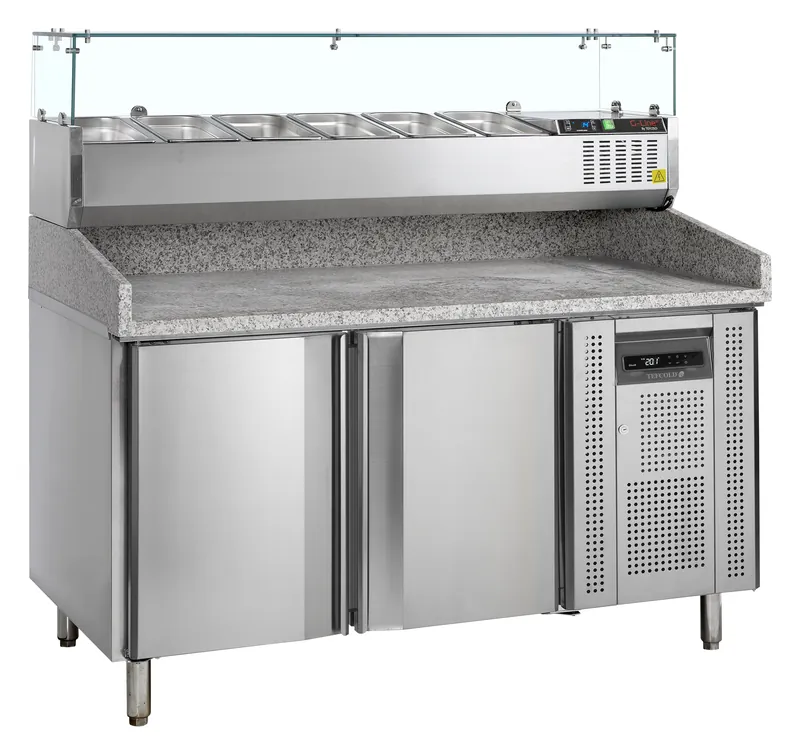 Mesa para pizza, incl. unidad de condimentos PT1200 + GVC38-150