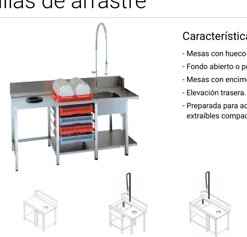 Fagor Professional Mesa de desbarasado y prelavado para lavavajillas de arrastre MLP-1200 LM-R - Mesas y módulos de lavado