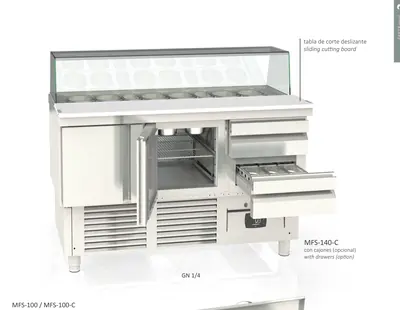 Mesa fría SALADETTE GN1/1 encimera abierta Coreco MFS-100 - Saladettes