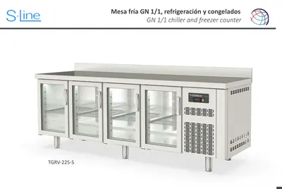 Mesa fría GN 1/1, refrigeración y congelados Coreco TGC-135-S - Mesas frías
