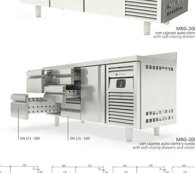 Mesa fría GN 1/1, refrigeración y congelados Coreco MCG-150 - Mesas frías