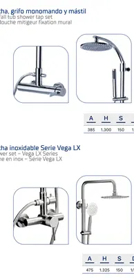 Fricosmos Conjunto de ducha inoxidable Serie Vega LX ref. 464708 - Grifería