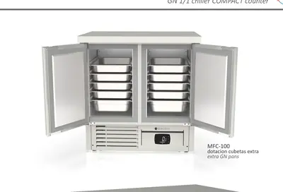 Mesa fría COMPACTA GN 1/1, refrigeración Coreco MF-100 - Mesas frías