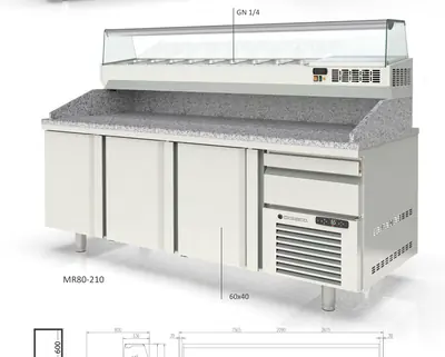 Mesa fría PIZZA cajón neutro Coreco MR80-160 - Mesas frías de pizza