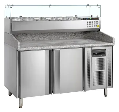 Mesa para pizza, incl. unidad de condimentos PT1200 + GVC38-150