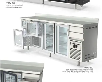 FRENTE-MOSTRADOR SNACK, refrigeración cajones de cristal Coreco FMRV-150 - Vitrinas de refrigeración