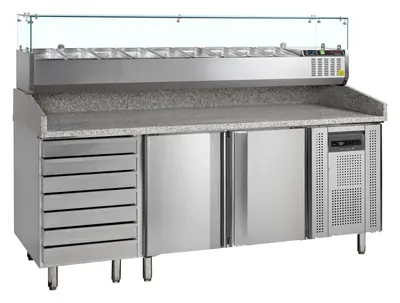 Mesa para pizza, incl. unidad de condimentos PT1310 + GVC38-200